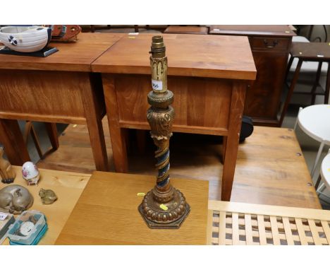 A gilt table lamp