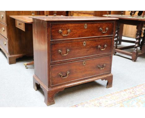 A Small George III style Mahogany Three-Height Straight Front Chest Of Drawers, raised on bracket feet 81cm by 41cm by 77cmTw