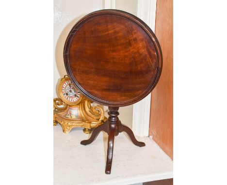 A Miniature Mahogany Tilt Top TableOld bracket repair to the legs has been removed. they have been further re-glued and an ad