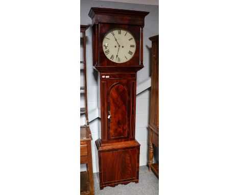 A Rosewood Crossbanded and Satinwood Inlaid Mahogany Longcase Clock, 19th century, with a painted 15" circular dial signed P 