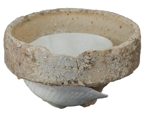 Chinese Song Dynasty Kiln Saggar with Two Rare Qingbai Porcelain Bowls. Excavated from a kiln site in the Jingdezhen area of 