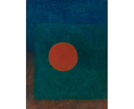 Robert C. Ellis (American, 1923-1979). Oil on canvas painting titled "Cuautla Number Twelve," depicting an abstract minimalis
