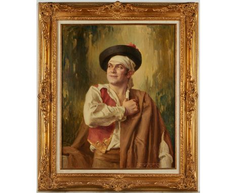 Charles Bosseron Chambers (American, 1880-1964). Oil on canvas painting depicting a portrait of Escamillo from Bizet's Opera 