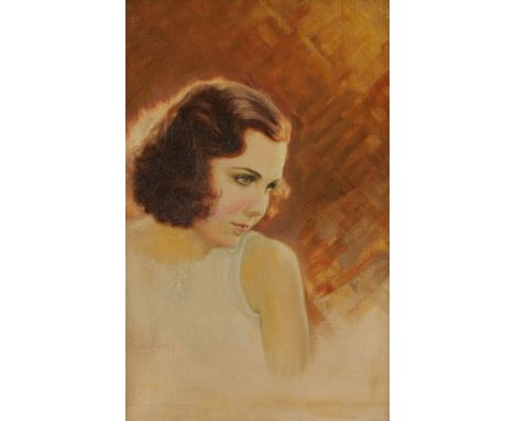 Charles Lennox Wright II (American, 1876-1966). Oil on canvas portrait titled "Mary Brian" depicting the portrait of the actr