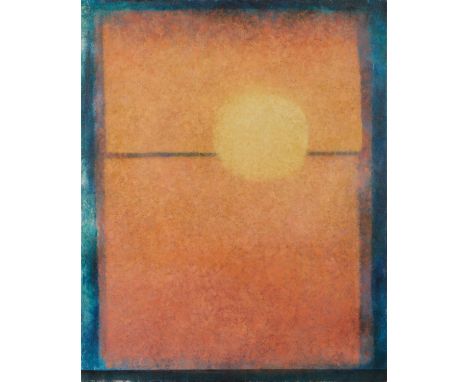 Robert C. Ellis (American, 1923-1979). Oil on linen painting titled "New York One," depicting an abstract composition with a 