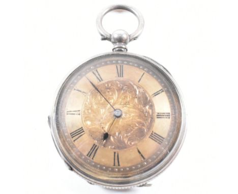 Two silver open face pocket watches. The silver pocket watches to include an open face pocket watch with foliate engraved dia