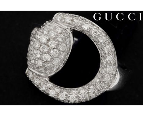 Gucci ring in white gold (18 carat) with 0,80 carat of high quality brilliant cut diamonds - markedGUCCI designring in witgou