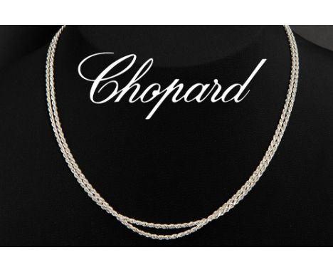 Chopard signed double chain in white gold (18 carat) - markedCHOPARD dubbele schakelketting in witgoud (18 karaat)  -  gewich