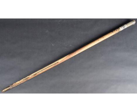 A 19th Century Indian horn, bone &amp; brass swordstick having a lion mask pommel top with tapered horn handle and carved bon
