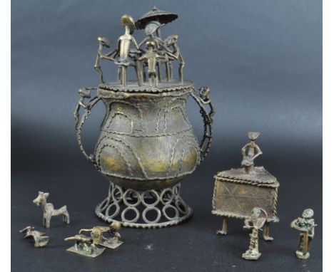 A collection of assorted early - mid 20th Century African Tribal lost wax bronze Ashanti weights and objects. Comprises a sma