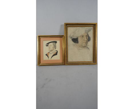 Two framed and glazed prints of drawings. One by Holbein the Younger of Henry Guildford Knight and  Personnage Inconnu, male 