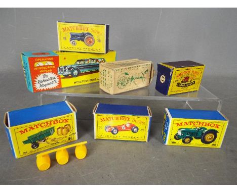 Matchbox, Corgi Toys, Britains - A collection of seven EMPTY diecast model boxes. Boxes include Corgi Toys 247 Mercedes Benz 