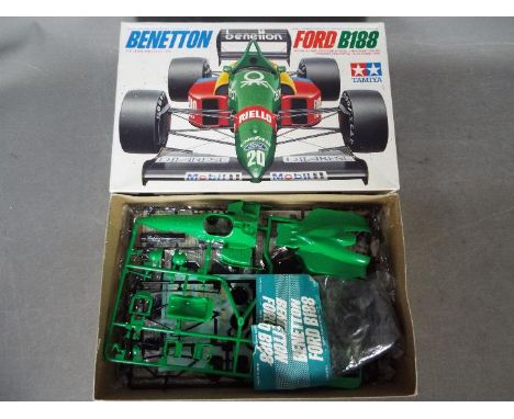 Tamiya - A boxed vintage 1988 Tamiya 1:20 scale 'Grand Prix Collection Series' #21 Benetton Ford B188 plastic model kit. The 