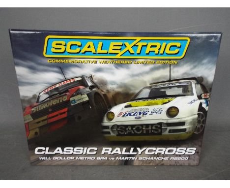 Scalextric - A limited edition Classic Rallycross set with Will Gollops MG Metro 6R4 and Martin Schanches Ford RS200. # C3267