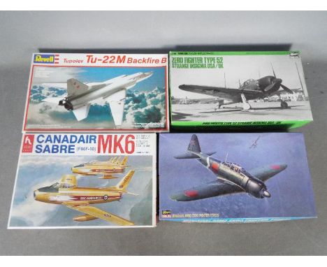 Revell, Hasegawa, Hobby Craft - Four boxed military aircraft plastic model kits in various scales. Lot includes Revell #4042 