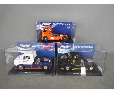 Flyslot Supertrucks - 3 x trucks, a Mercedes and 2 x Sisu models. # 202101, # 201301, # 201302. Includes Sisu UPS Racing, Sis