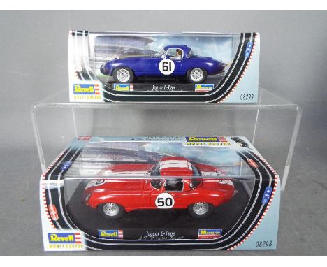 Revell -  2 x Jaguar E Type privateer racing cars, number 50 and number 61. # 08298, # 08299. Both cars appear Mint in Near M