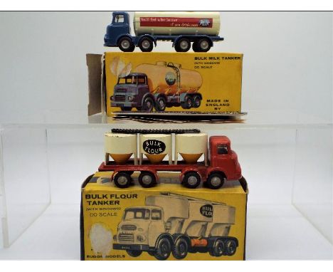 Budgie Toys - two boxed diecast commercial vehicles from Budgie Toys. Lot consists of #288 Bulk Flour Tanker in red cab, red 