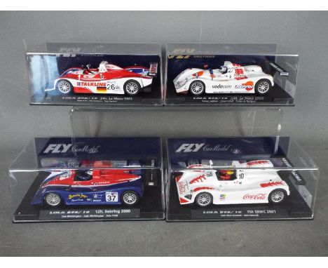 Flyslot - 4 x Lola B98/10 race cars including 1999 Le Mans Jan Lammers car, 2000 Sebring car, 2001 Coke Cola liveried car and