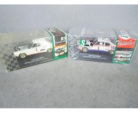 SRC - Slot Racing Company - 2 x Ford Capri racing models, a Graham Hill RS 2600 as raced at Paul Ricard in 1971 and a 2600 LV