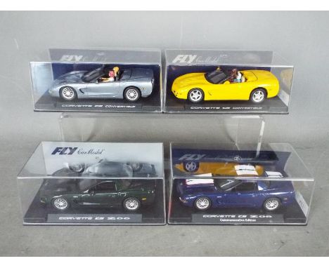 Flyslot - 4 x Chevrolet Corvette models, two convertibles with figures and two Z06 models. # 88088, # 88067, # 88059, # 88073