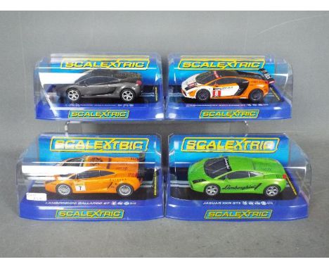 Scalextric - 4 x Lamborghini Gallardo models including GT model in orange and white, a GT in grey, an orange GT in Reiter Eng