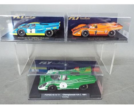 Flyslot - 3 x Porsche 917K models including Jagermeister liveried car, 1991 Championnat V.H.C car and 1970 Paris 1000 km car.