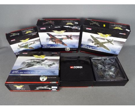 Corgi Aviation Archive - Five boxed diecast 1:72 scale model aircraft. Lot includes AA36505 Hawker Typhoon; AA31931 Supermari