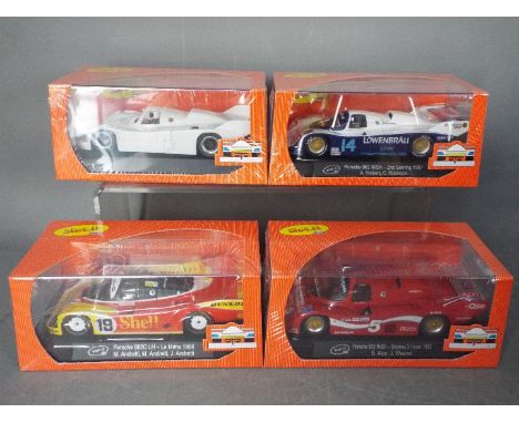 Slot.it - 4 x Porsche 962 models including 1988 Le Mans car, 1987 Sebring car, a self assembly model in plain white and simil