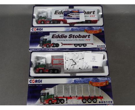 Corgi - A pair of boxed Special Edition 1:50 scale trucks from the Corgi 'Hauliers of Renown' range both in 'Eddie Stobart' l