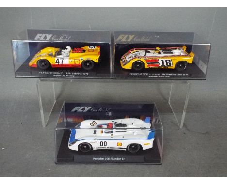 Flyslot - 3 x Porsche 908 models, 908 Flunder LH, 908/2 1970 Sebring car, 908 Flunder 1974 Watkins Glen car. # 88098, # 88121