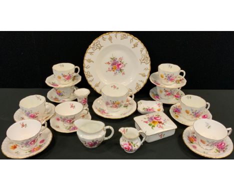 Royal Crown Derby  - Posies pattern inc six setting tea set;  plate, trinket dish and cover etc 