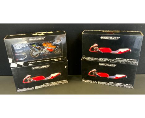 Paul's Model Art Minichamps 1:12 scale model motor bikes -  Ducati 998R Super bike Imola 2002;  Honda RC211V, Repsol Honda te