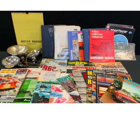 Automobilia - 1960s brochures and workshop manuals inc Ford Transit, Anglia &amp; Prefect 1953-59, Morris &amp; Austin Mini, 