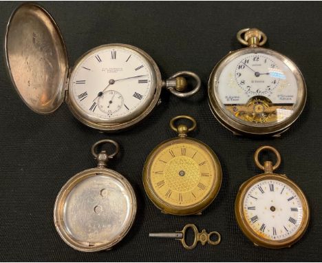 A Victorian silver hunter cased pocket watch, G E Frodsham, 54 Piccadilly, London, white enamel dial, bold Roman numerals, mi
