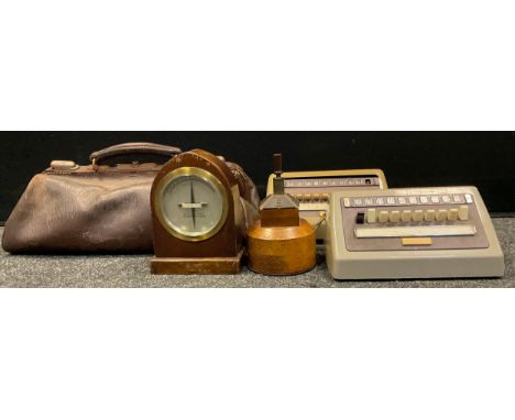 Manual telephones - Differential Galvanometer, Telegraph works Silvertown London; a pair of key and lamp units; unusual woode