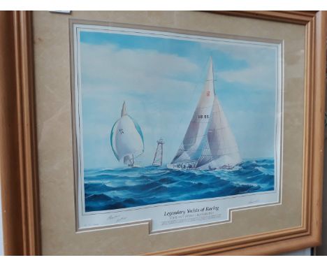 Racing yachts at sea, signed ltd edition print. 