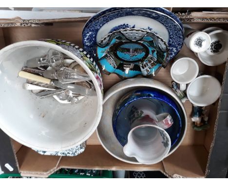 A mixed lot pottery including Port Merion, a Dartington pottery by Janice Tchalenko, jardiniere etc. 