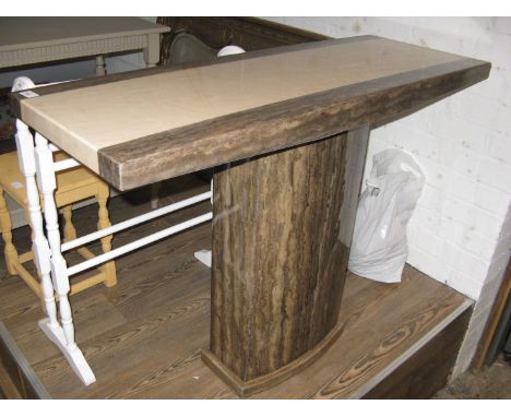 A marble effect composite console table. 