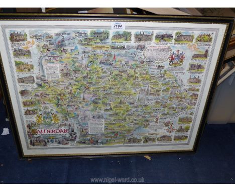 A framed print 'The Metropolitan Borough of Alderdale and Other places Thereunto Adjoining'.