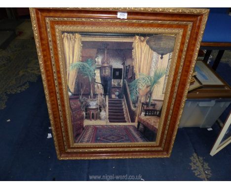 An overvarnished Print on board entitled ''Hallway'' in ornate frame, Jessica Hayllar, 33 1/2'' x 27 1/2''.