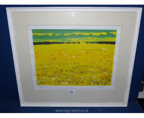 A white framed and mounted Limited Edition print (2/35) titled 'Poppy Field', signed 'G M Morris'. (25 3/4" x 22 1/4").