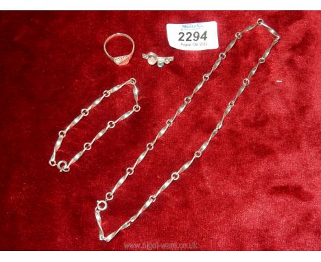 A set of Scottish hallmarked silver items to include a necklace, bracelet, ring and 925 Topaz pendant, together with a turquo