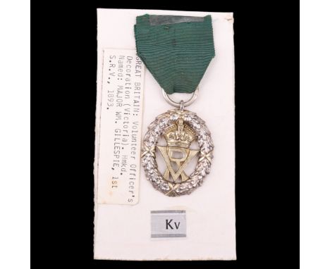 A Victorian silver and silver-gilt Volunteer Officer's Decoration to Major W M Gillespie, 1st S R V, 1893, London, R &amp; S 
