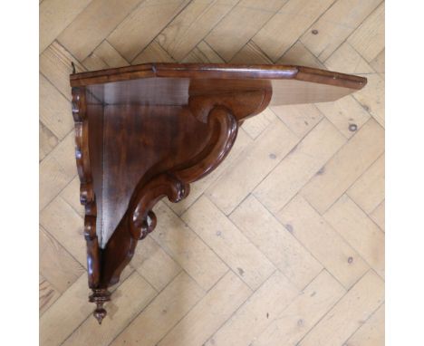 A mahogany corner wall bracket shelf, late 20th Century, 47 cm x 50 cm x 50 cm 