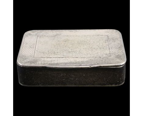 A George V silver vesta case, of oblong section, its hinged lid profusely lattice engine turned overall, Edwin Henry Watts, L