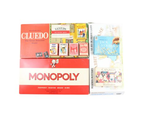 A quantity of vintage card and board games, including Waddington's Cluedo, Monopoly, Canasta and Jack Straws