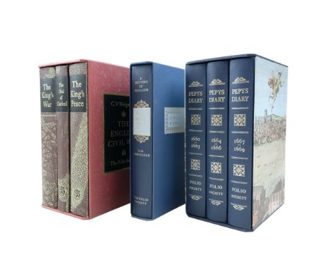[Folio Society] A group of books on 17th Century history, comprising: "Pepys' Diary"; "England under the Stuarts", G M Trevel
