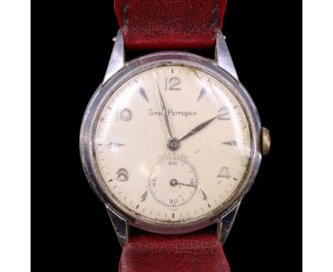 A vintage Girard-Perregaux wristwatch, having a shockproof calibre 720 17-jewel manual wind movement and frosted silver face 