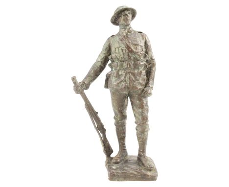John Tweed (1869-1933)Study of a Great War British Army "Tommy" after the King's Royal Rifle Corps memorial sculpture at Winc